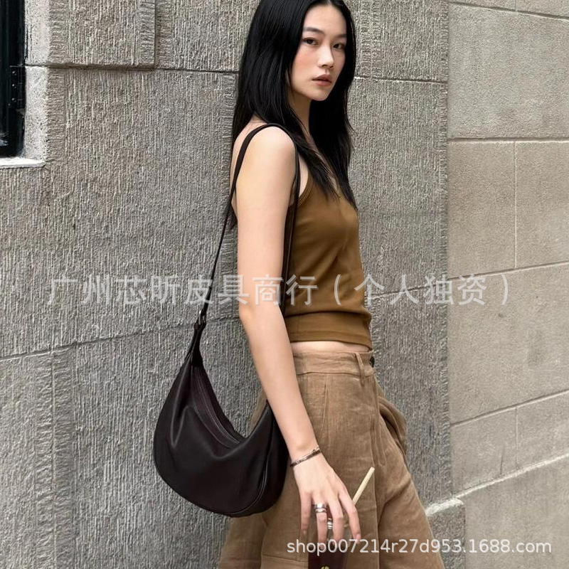 Qiu Zhenzhen Crescent Hobo Bag Vegetable-Tanned Sheepskin Minimalist Versatile Commuter Crossbody Shoulder Underarm Bag For Women - Thumbnail 4
