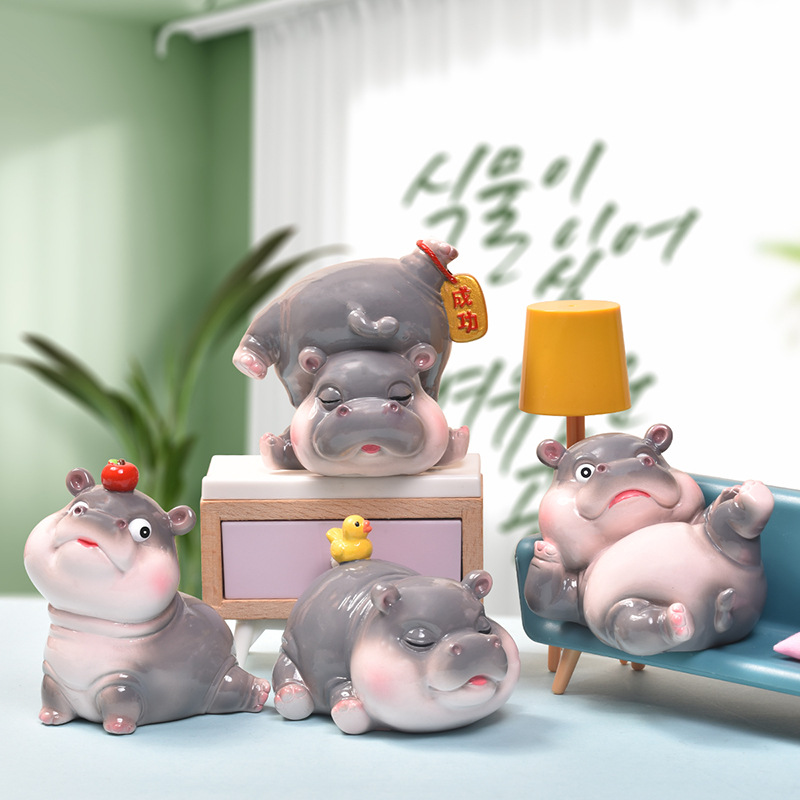 새로운 인기 있는 못생긴 귀여운 블라인드 박스 난쟁이 하마 해피 데일리 블라인드 박스 데스크탑 장식품 장식 공장 직접 판매