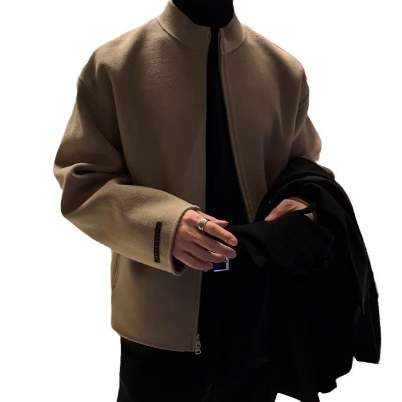Men's Woolen Jacket With Standing Collar For Spring And Autumn_voghion.com