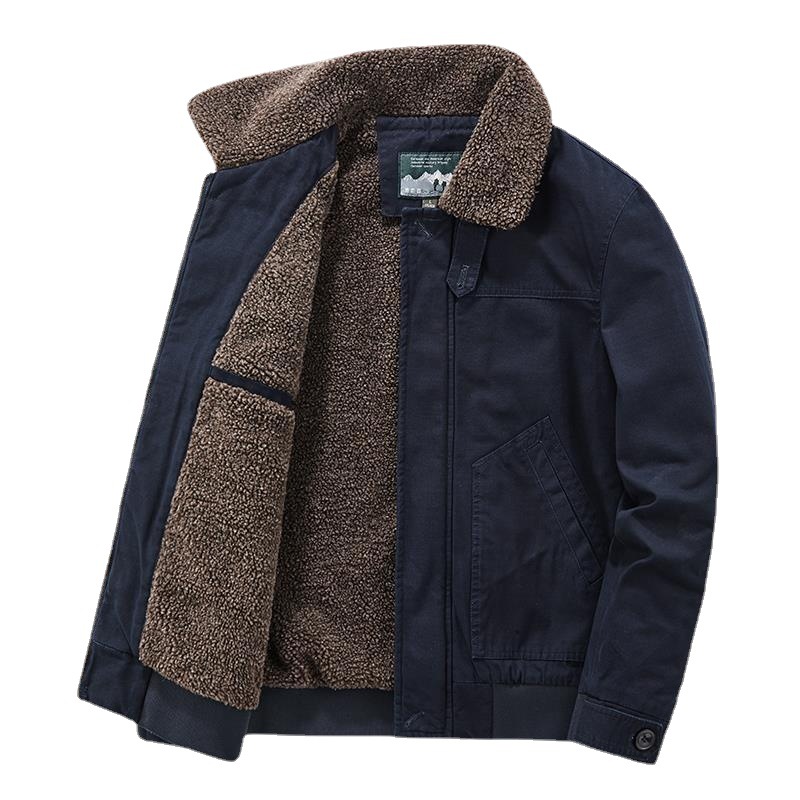 Abrigo acolchado de algodón para hombres de invierno de moda forrado de lana de cordero engrosado abrigo cálido para hombres ropa de trabajo solapa Abrigo acolchado de algodón de invierno chaqueta acolchada de algodón