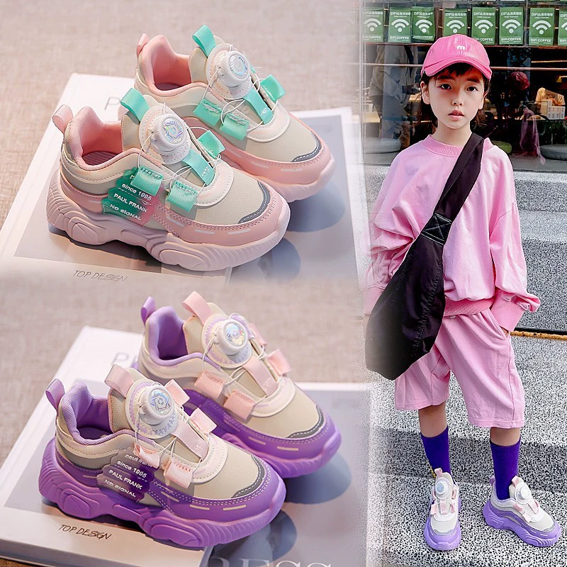 Обувь для девочек Весна 2023 Новая детская обувь Большая детская весенне-осенняя спортивная обувь для девочек с поворотной пряжкой