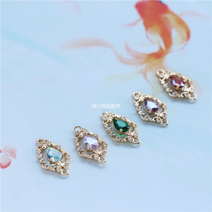 Zircon micro-inlay accessories bell-shaped double-ring connection pendant 11*20mm hanging plating color retaining earrings hairpin diy material