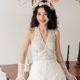French lace light wedding dress halter White slimming Mori simple super fairy small tail seaside travel dress Spring