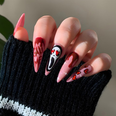 Halloween Chocolate Glittering Heart Grim Reaper Fake Nail Stickers — Hot-Selling Wholesale Wearable Nail Tips & Manicure Designs for Foreign Trade