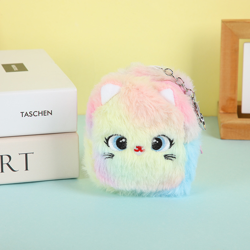 Estilo coreano chica corazón lindo gato monedero estudiante auricular Portátil Bolsa de almacenamiento de felpa bolsa de moneda caja clave