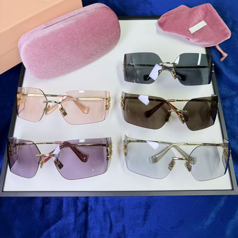 2025 Zhang Yuanying Same Style Smu54Y Sunglasses for Women, High-End Frameless Curved One-Piece Sunglasses with Uv Protection