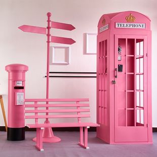 Shop Retro Book Kiosk Internet Celebrity Mailbox Crafts Outdoor Phone Booth Iron Photography Props Large Decorative Ornaments