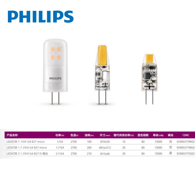 Светодиодные кристаллы Philips G4, светодиодные кристаллы G9 1W/1.7W/1.9W/2.1W/2.7W/3.7W/4W