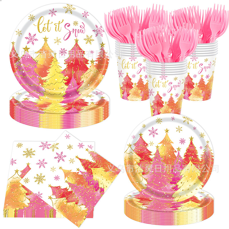 Cross-Border Amazon Christmas Paper Plates Paper Tableware Disposable Paper Plates Dinner Plates Party Main Picture Decoration Supplies