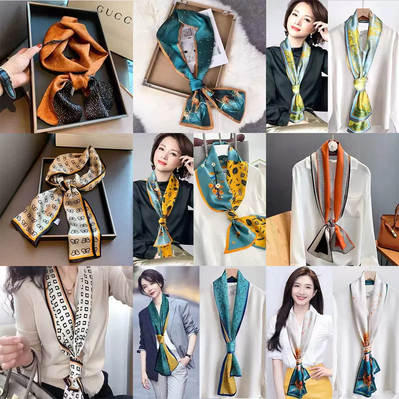  explosion long scarf long decoration, napkin satin ribbon professional dress with business small scarf female gift