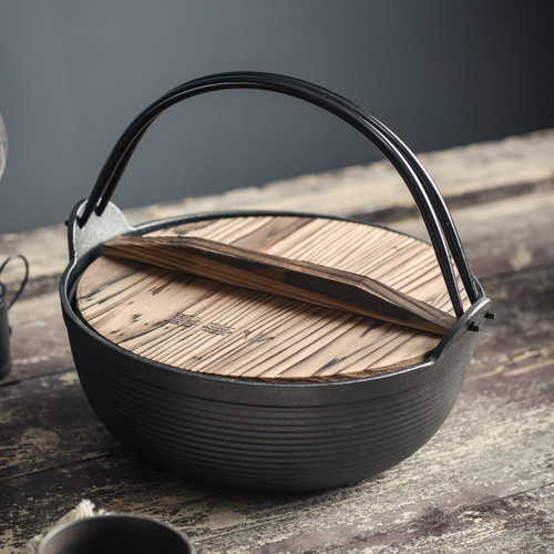 Cast iron stew pot for home use, non-coated, Japanese-style non-stick pot, old-style cast iron soup pot, thick Japanese soup pot, sukiyaki pot