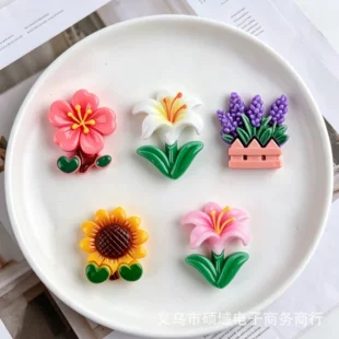DIY-аксессуары из смолы: цветок в горшке заколка наклейка