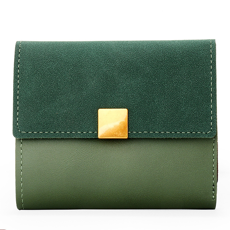 Cartera corta estilo coreano 2024, nueva, mate, con diseño de patchwork retro, versátil, triple, con monedero y tarjetero, venta al por mayor.