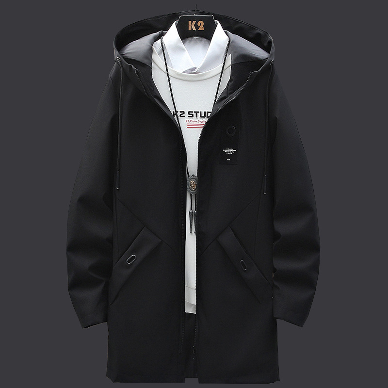 Coupe-vent printemps et automne 2024 Veste mi-longue ample coréenne pour hommes, manteau décontracté tendance_voghion.com