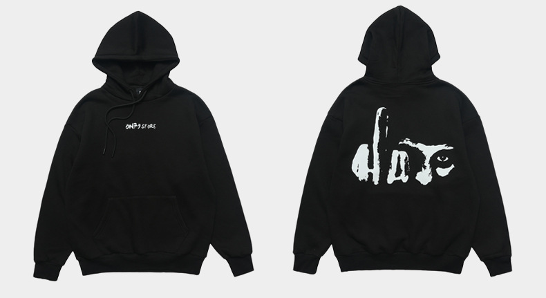 Herrenbekleidung Herbst und Winter neue nationale Flut Marke Herrenbekleidung schwere Geste Druck Fleece dicke Kapuzenpullover Herren lose_voghion.com