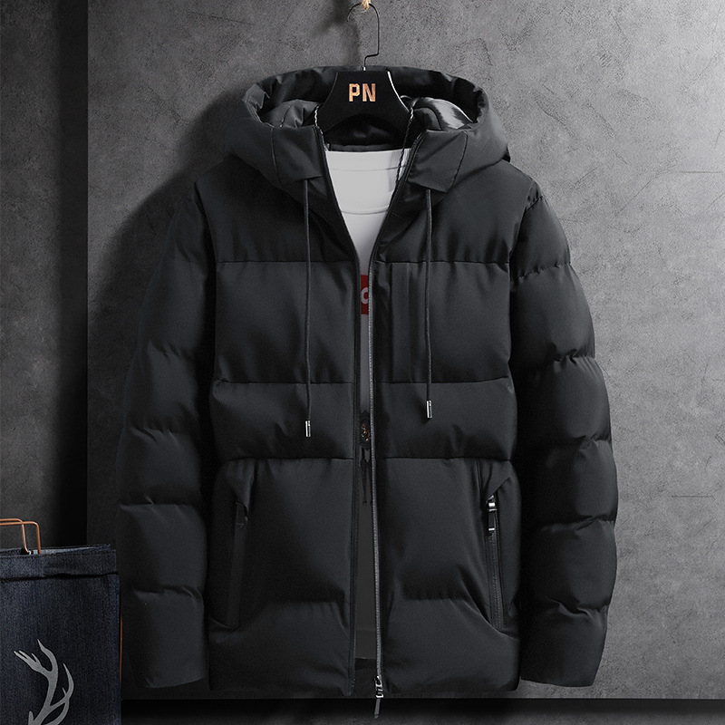 Men's Padded Jacket Hooded Winter Coat With Zipper And Pockets_voghion.com
