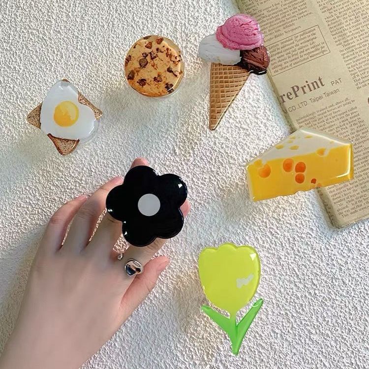 Han Feng original niche mobile phone airbag bracket gentle Tulip ins creative telescopic desktop cheese ice cream