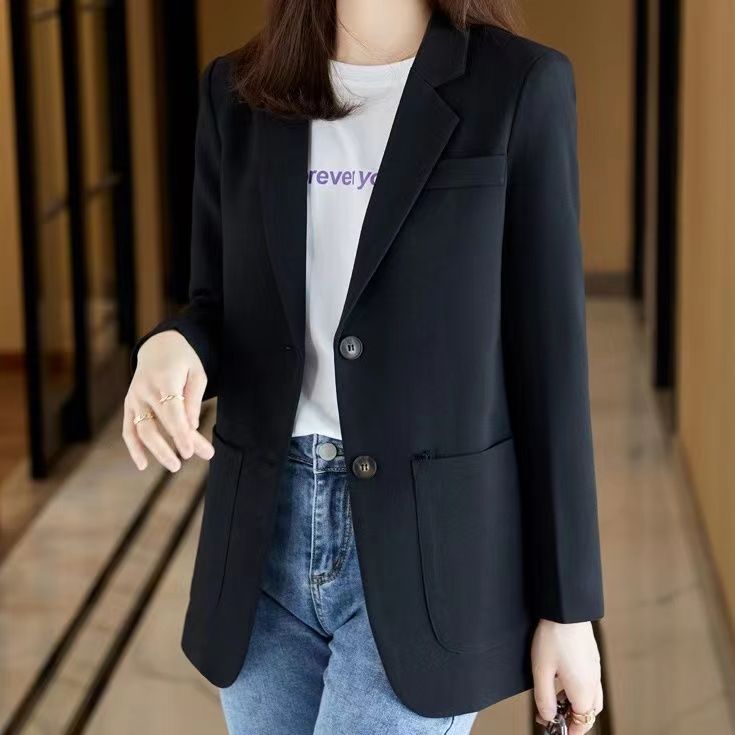 Blazer Women's Spring and Autumn New Korean Style Loose and Versatile Student Mid-Length Top Casual Small Suit Women