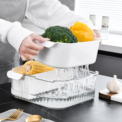 Water Drainage Storage Box, Luxury Kitchen Gadget, Large Capacity Fruit and Vegetable Preservation Box, Household Preparing Dishes Drainage Divided Basket