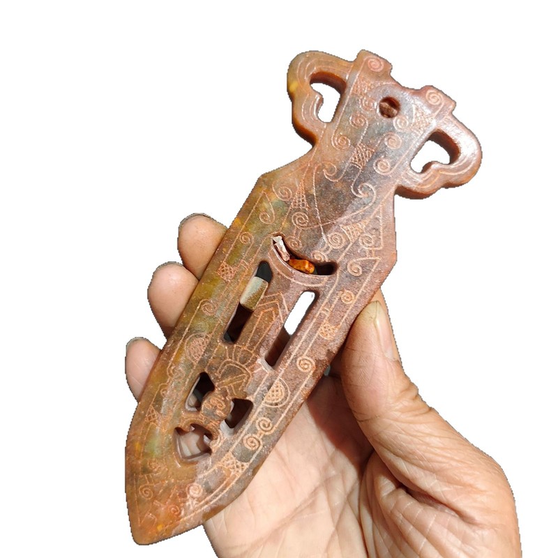 大量批发老岫玉古玩玉器捡漏做旧兽面镂空八卦古玉老玉挂件|undefined