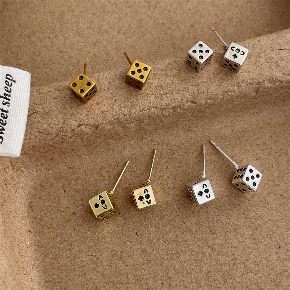 5g Weight 925 Sterling Silver Ear Needle Material Ear Studs Classification 1 Pair Quantity Daily Occasion Copper Material Geometric, Dice Pattern All Seasons Season Women's Gender Polished Finish IG Style, Basic, Simple Style Style 1 Pair IG Style Basic Simple Style Geometric Dice Copper Ear Studs 13