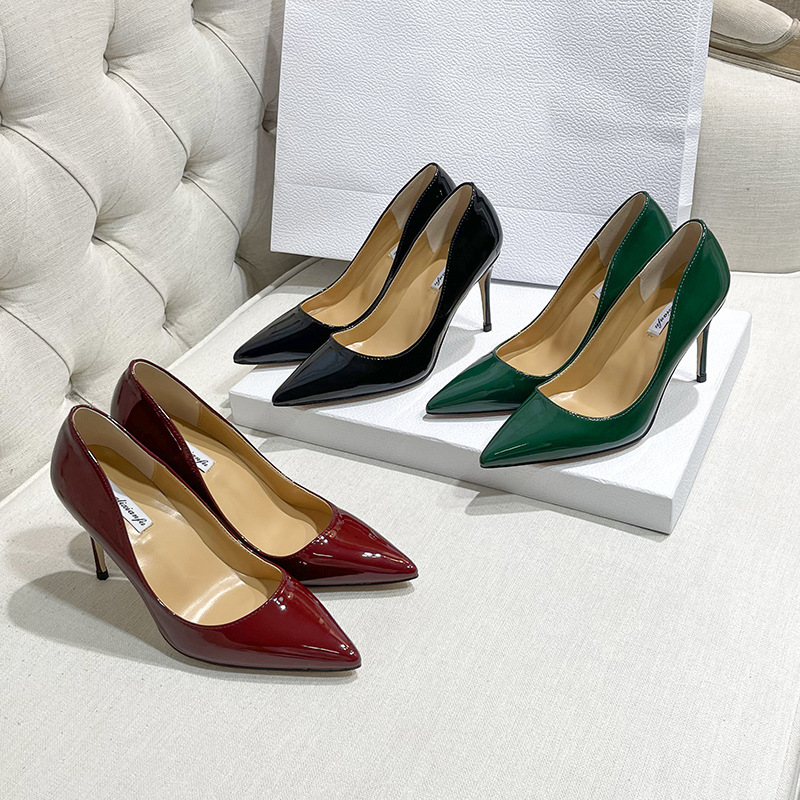 2021新品一件代发欧美跨境大码高跟鞋细跟尖头9cm漆皮速卖通女鞋|ms