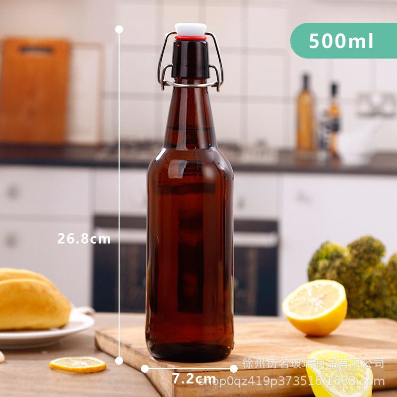 卸売家庭用スナップオイルボトル密封瓶茶色のガラス瓶ラウンド茶色の密封オイルボトルフルーツワインミルクティーボトル|undefined