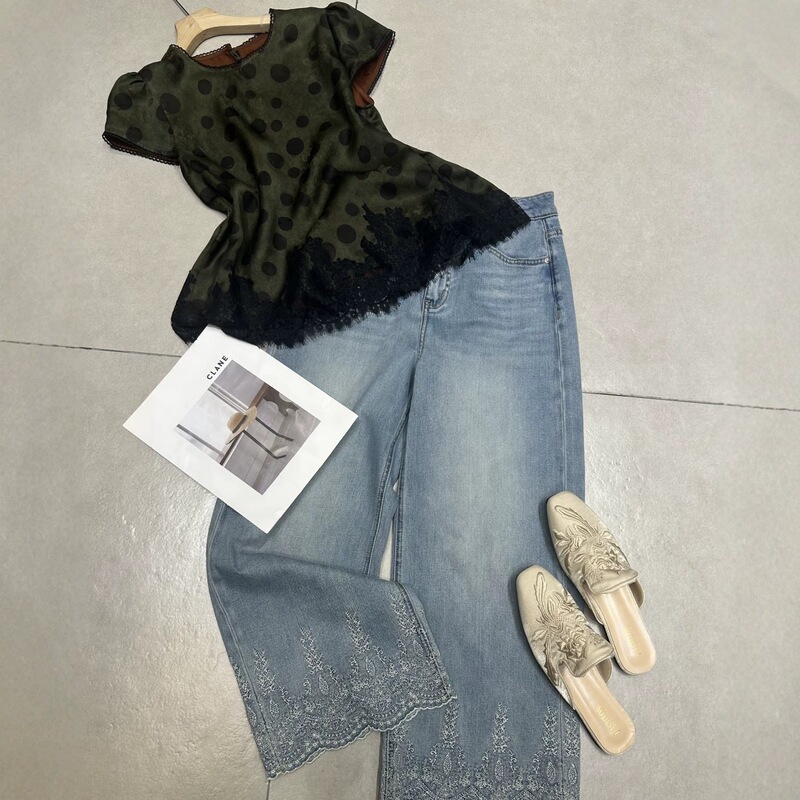 Live Broadcast Polka Dot Print Silk Xiangyun Yarn Blouse in Two Colors, 2026 Summer Style Urban Casual Short-Sleeve Shirt Live Broadcast Polka Dot Print Silk Xiangyun Yarn Blouse in Two Colors, 2026 Summer Style Urban Casual Short-Sleeve Shirt