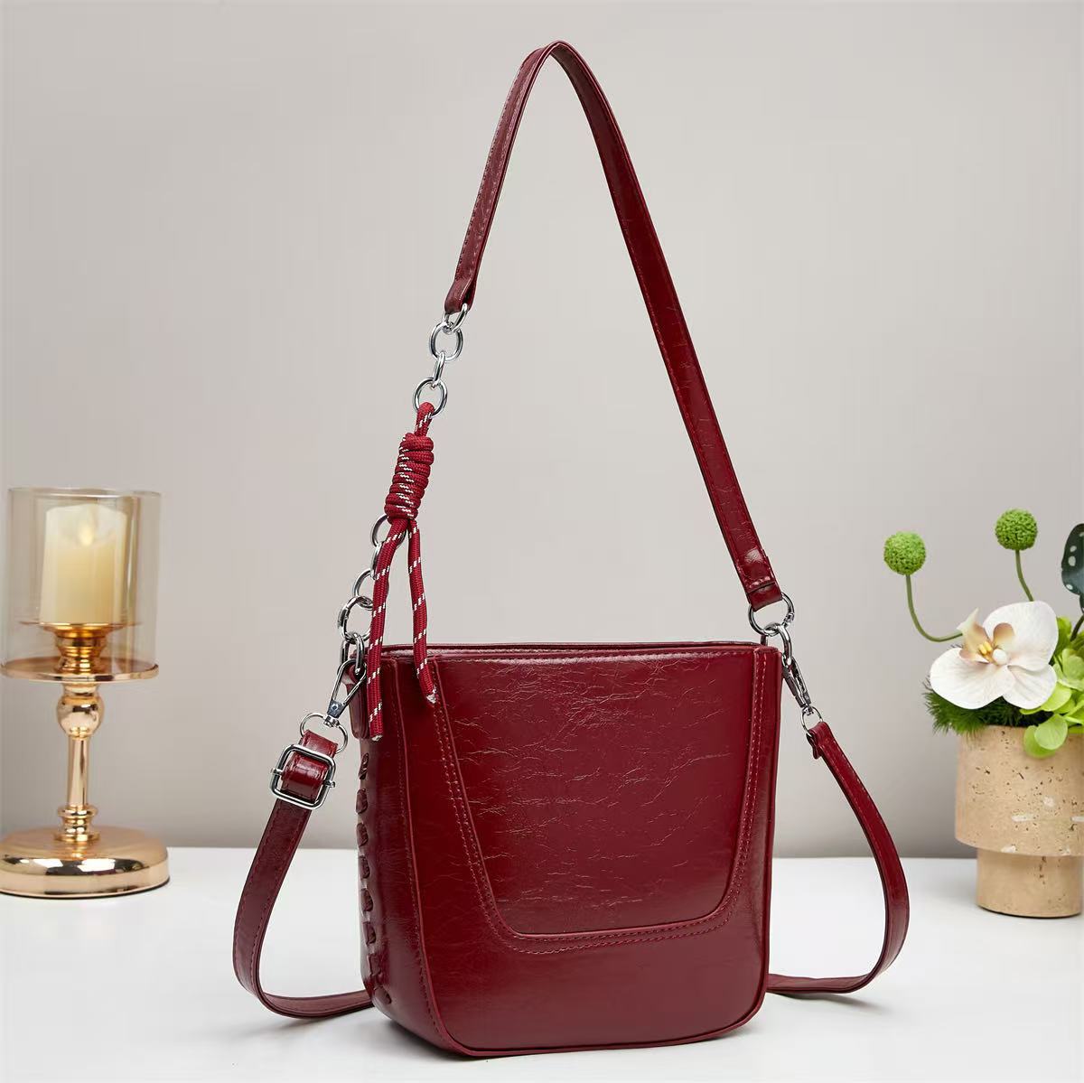 Bolsa de cubo retro para mujeres 2025 nuevo tipo bolso de hombro único bolso de mano casual bolso de transporte cross-border image 9