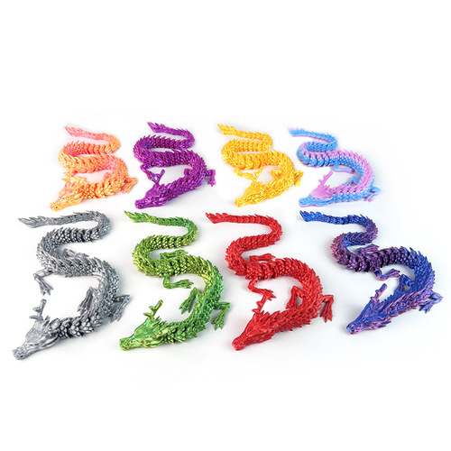 3D Printed Dragon with Articulated Joints, Chinese Dragon Creative Craft, Desk Model, Action Figure, Children's Toy
