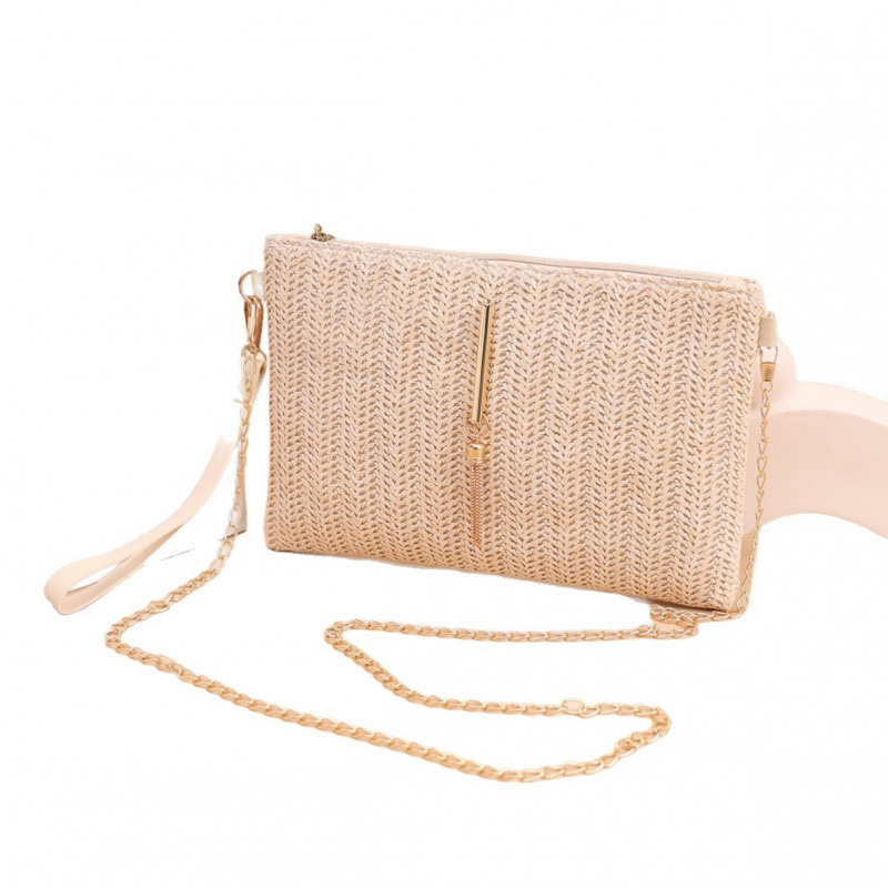 Bolso de mujer coreano bolso de cadena de paja 2025 nuevo nicho Zhong universal mochila de hombro image 5
