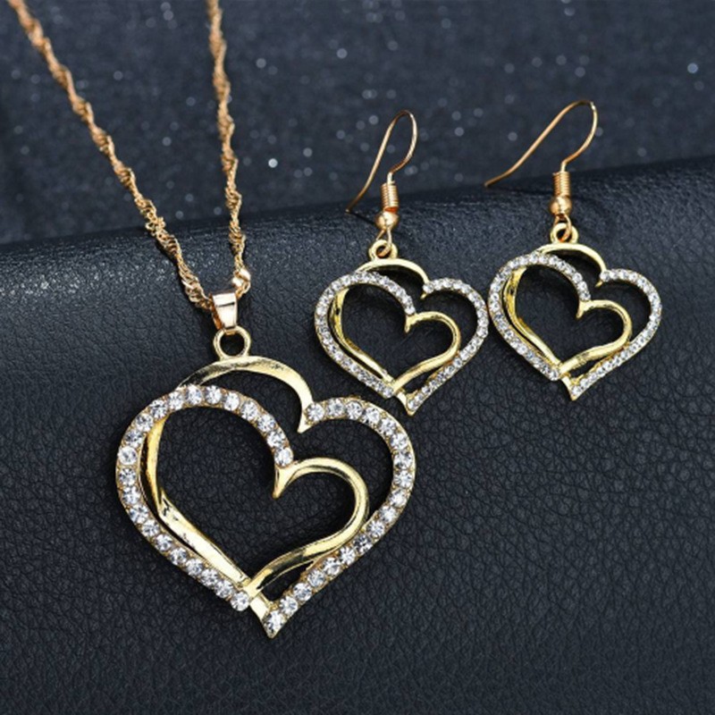 Glam Heart Shape Alloy Plating Rhinestones Women's Bracelets Earrings Necklace display picture 2