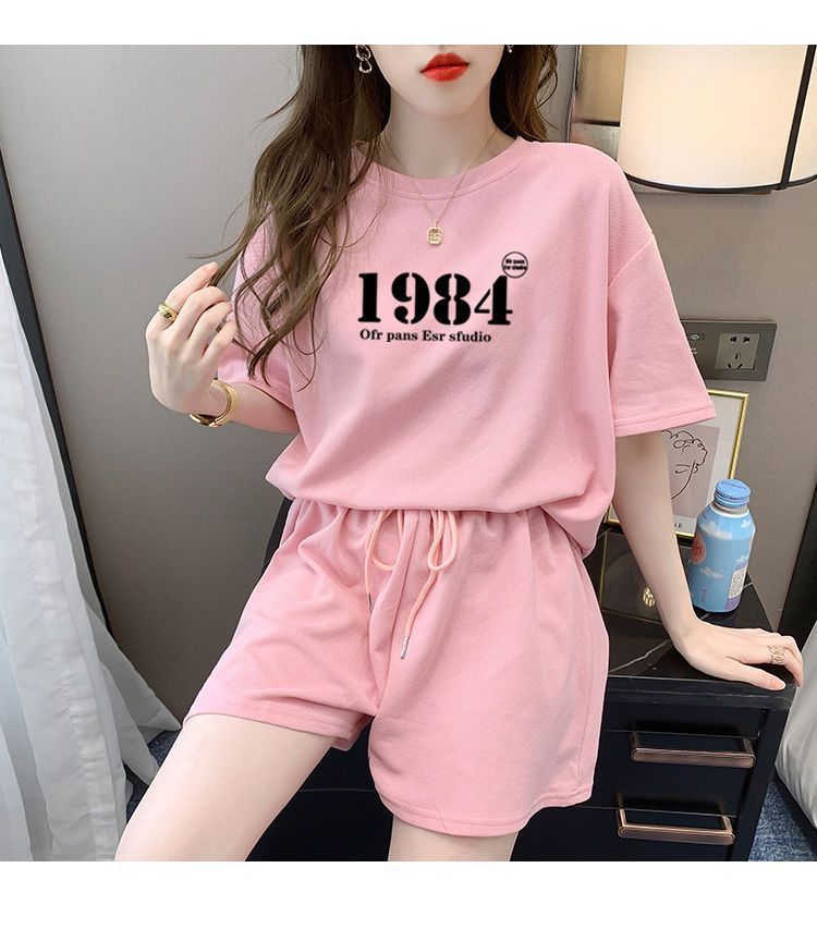 Women' Summer 2026 New Fahion Looe Korean Style Hooded Short Sleeve Sweathirt Caual Two-Piece Set With Sport_ecoleips.com