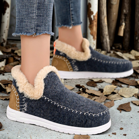Women's New Cotton Shoes Cross-Border Shoes Fleece-Lined Thickeneded Snow Boots Outdoor Warm Short Boots One-Leg Cotton Boots Wholesale
