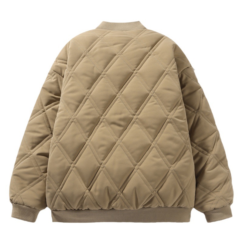 Invierno ins marca de moda suelta de diamantes a cuadros de algodón acolchado abrigo de los hombres chaqueta de béisbol retro japonés pareja engrosada abrigo de algodón acolchado