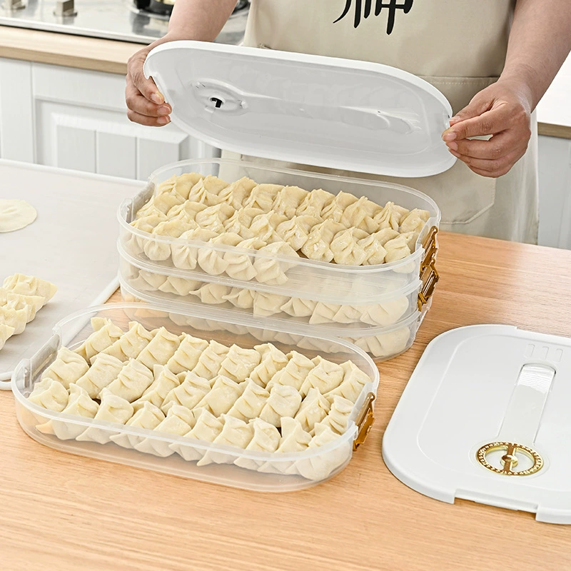 Multi-layer Dumpling Storage Box, Large Capacity with Timer, Portable Refrigerator-safe (1–4 Layers)