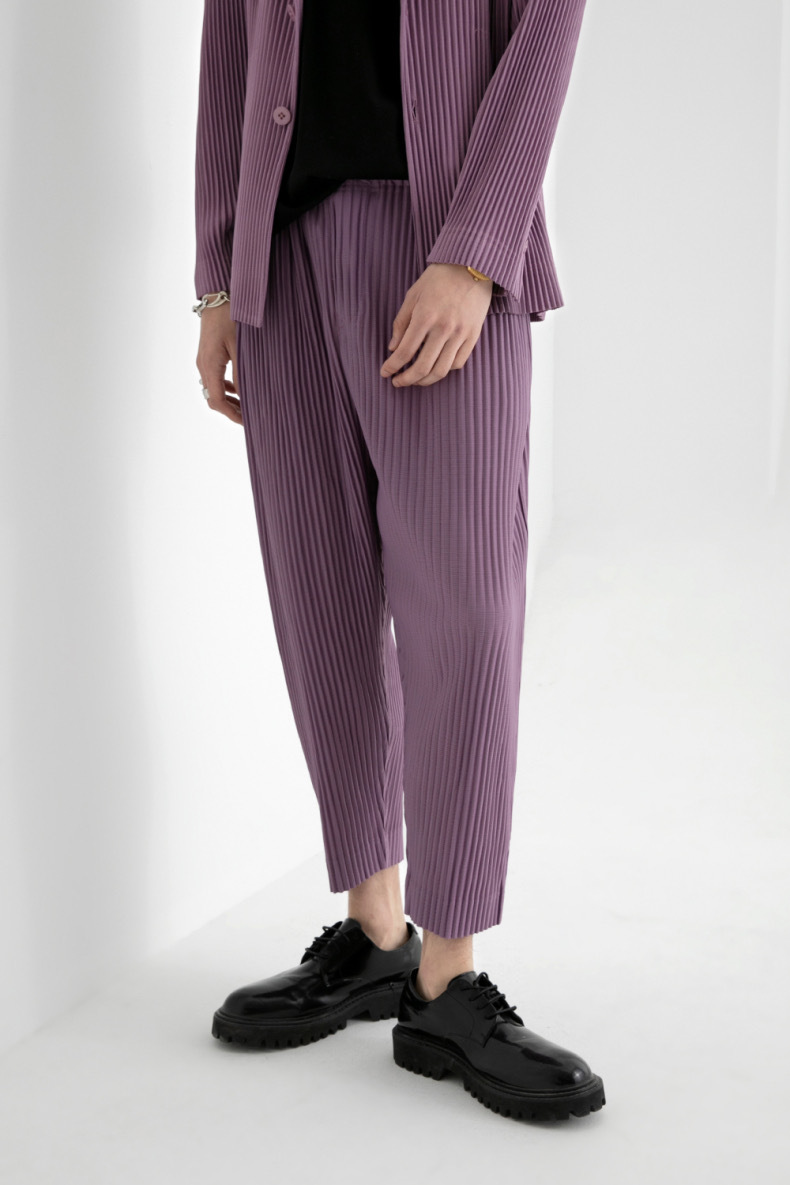 Miyake Workshop plisados pantalones de verano para hombre drapeado rábano elástico casual japonés suelto nueve puntos JF149