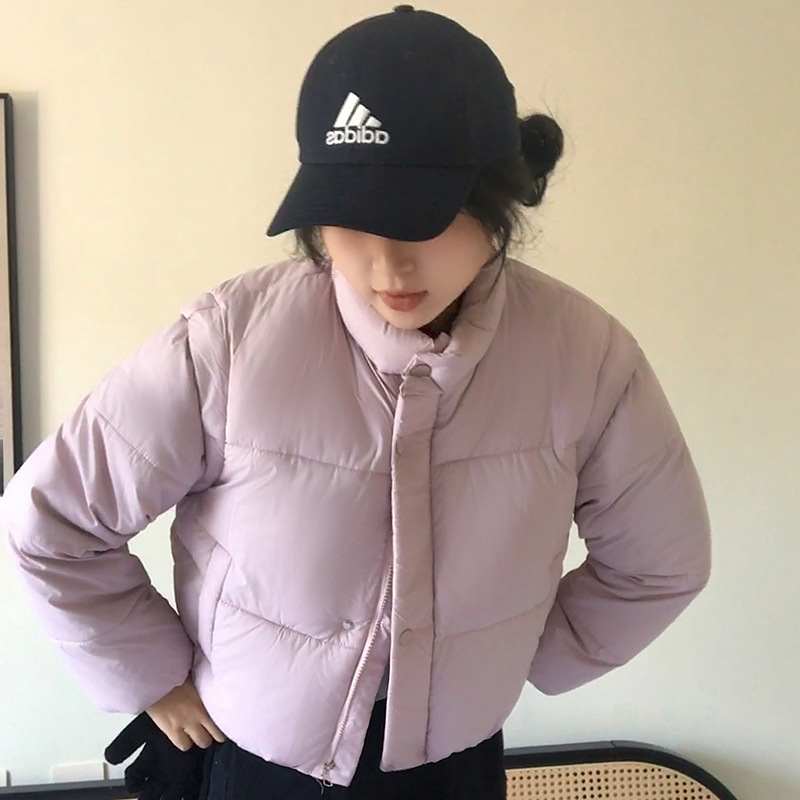 Mangas desmontables dos vestidos de algodón abrigo de ropa de algodón de invierno corto de 2024 nueva chaqueta de algodón cuello de pie ropa de pan grueso image 9