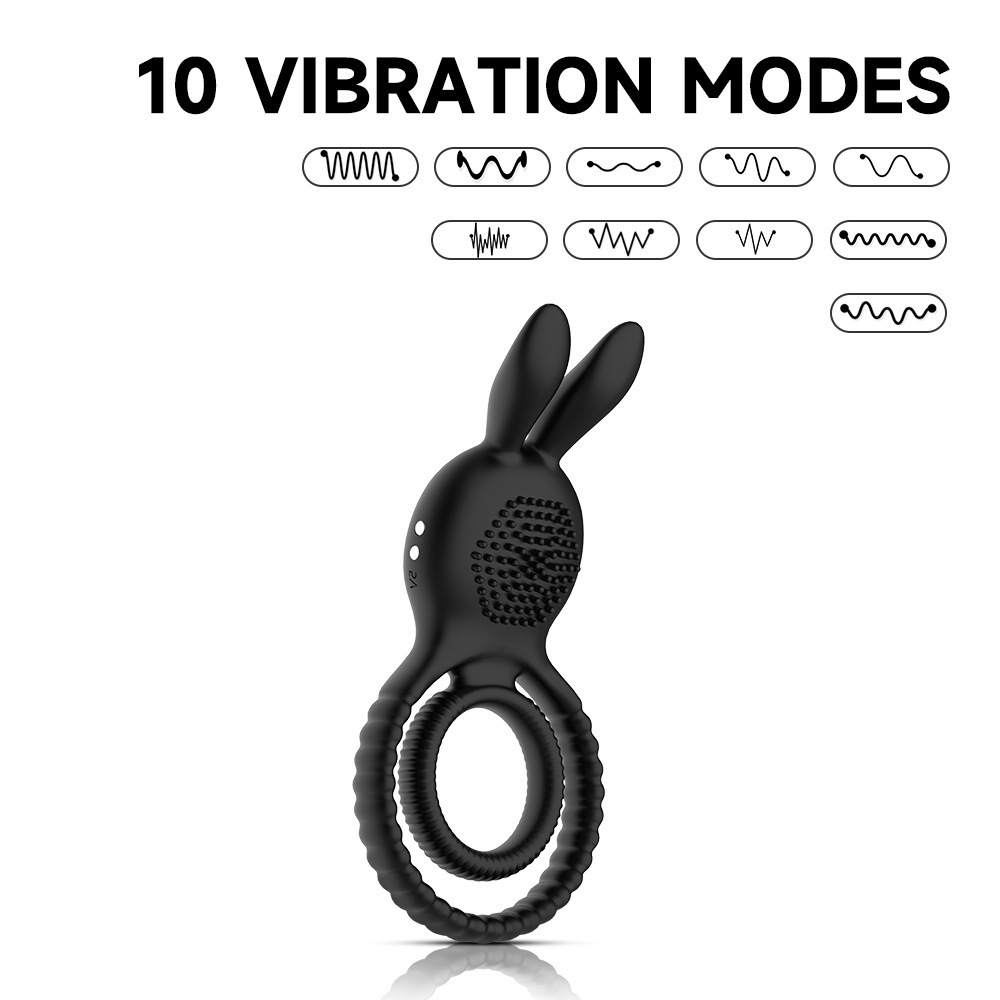 Remote Control Vibrating Rabbit Cock Ring with Silicone Body and Button Control — detail image 9