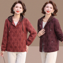 中年妈妈装秋春季时尚洋气连帽休闲外套中老年女装外时尚夹克上衣