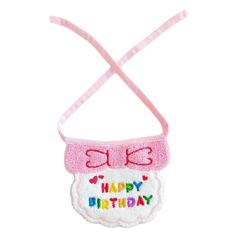 Mascota de cumpleaños babero bufanda gato decoraciones feliz saliva toalla perro lindo bordado bufanda transfronteriza al por mayor