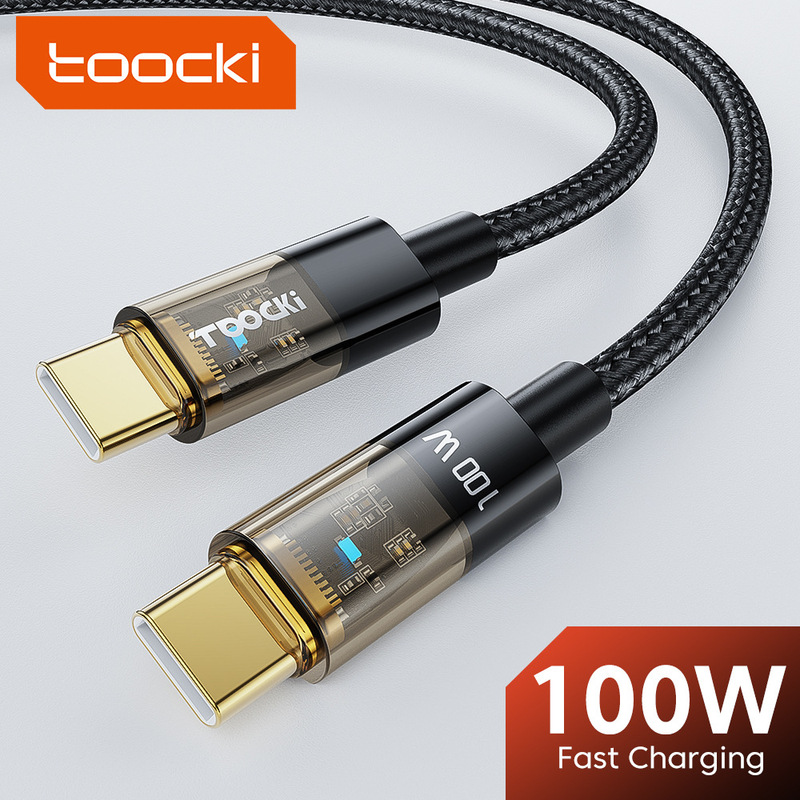 Toocki Transparent 100Wtype-C Mobile Phone Data Cable Is Suitable for Apple Samsung Huawei 5A Fast Charging Cable