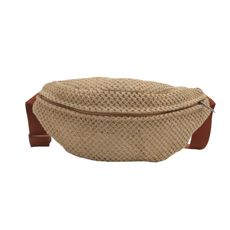 2024 verano transfronterizo nuevo estilo coreano tejido mini bolso de cintura de moda de mujer inclinado bolso de pecho de hombro bolso de paja al por mayor
