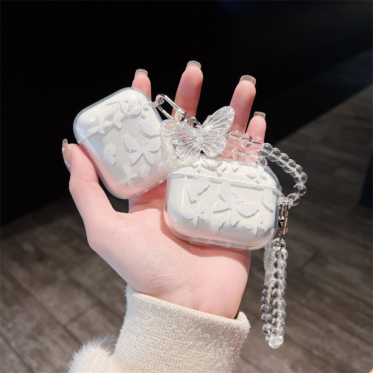 Butterfly de polvo brillante para Apple Airpods 4 auriculares bluetooth estuche ins viento oso cadena 2345 generación estuche