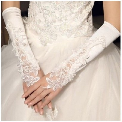 Bridal gloves lace red white wedding gloves wedding wedding gloves short long satin gloves