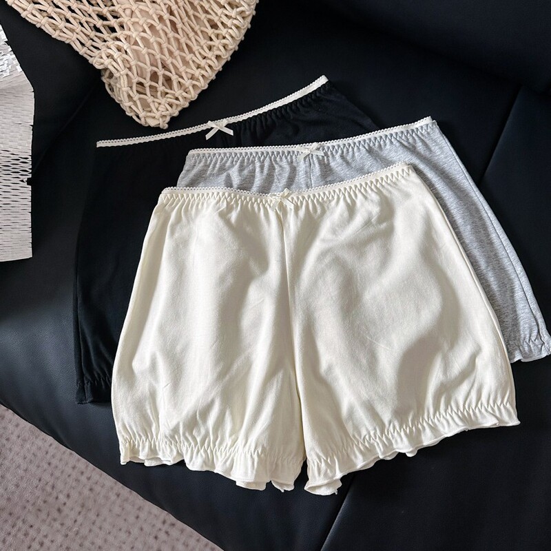 Romantic Girl Style Home Shorts, Class a Pure Cotton, Loose Fit, Anti-Exposure, Sweet Solid Color, Skin-Friendly, Breathable Safety Shorts, Thin Style