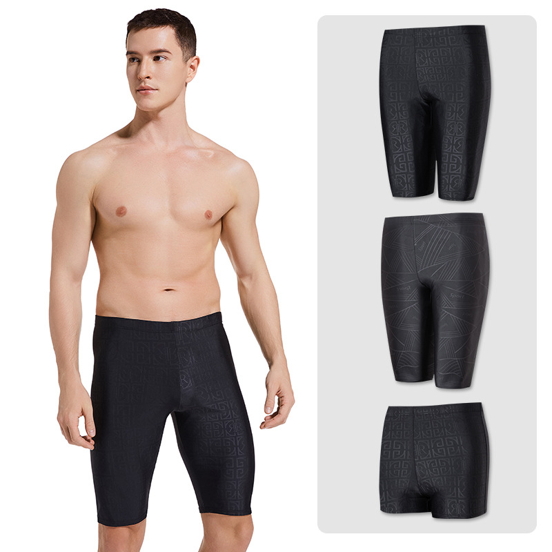 Factory wholesale new men's competitive swimming trunks quick-drying anti-embarrassment fashion boxer plus size tight swimming trunks 2024