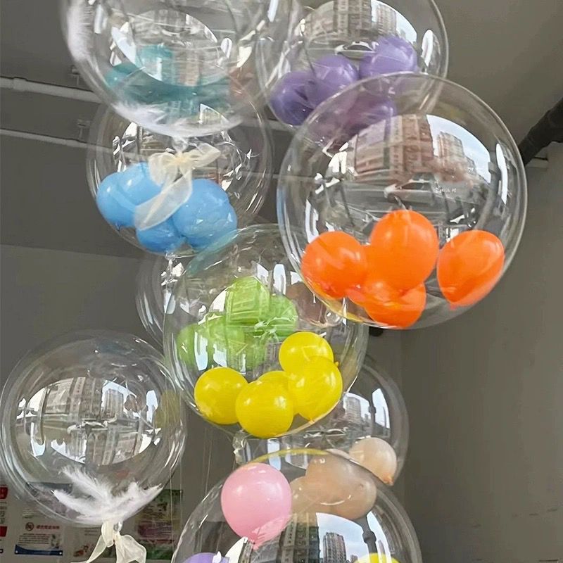 Ins Popular Transparent Wave Ball Mother Goddess Day Atmosphere Decoration Photo Spring Outing Wedding Handheld Floating Balloon