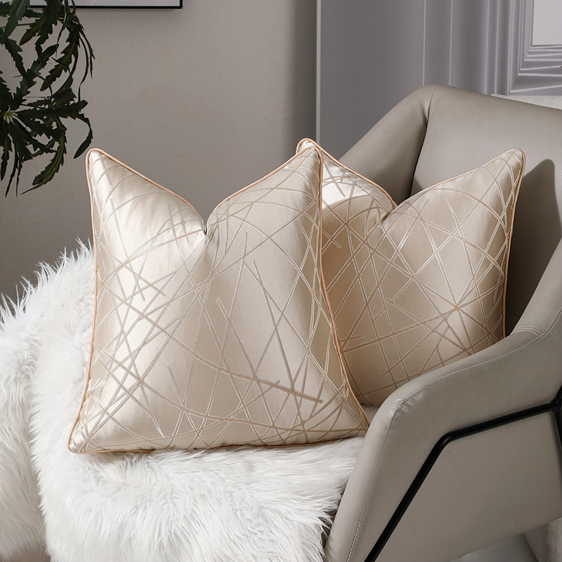 ZhiMi Light Luxury Geometric Pillowcase with High-Precision Edge Turning and Rolling, Light Luxury Pillow Support with Multiple Style Printed Cushion Covers