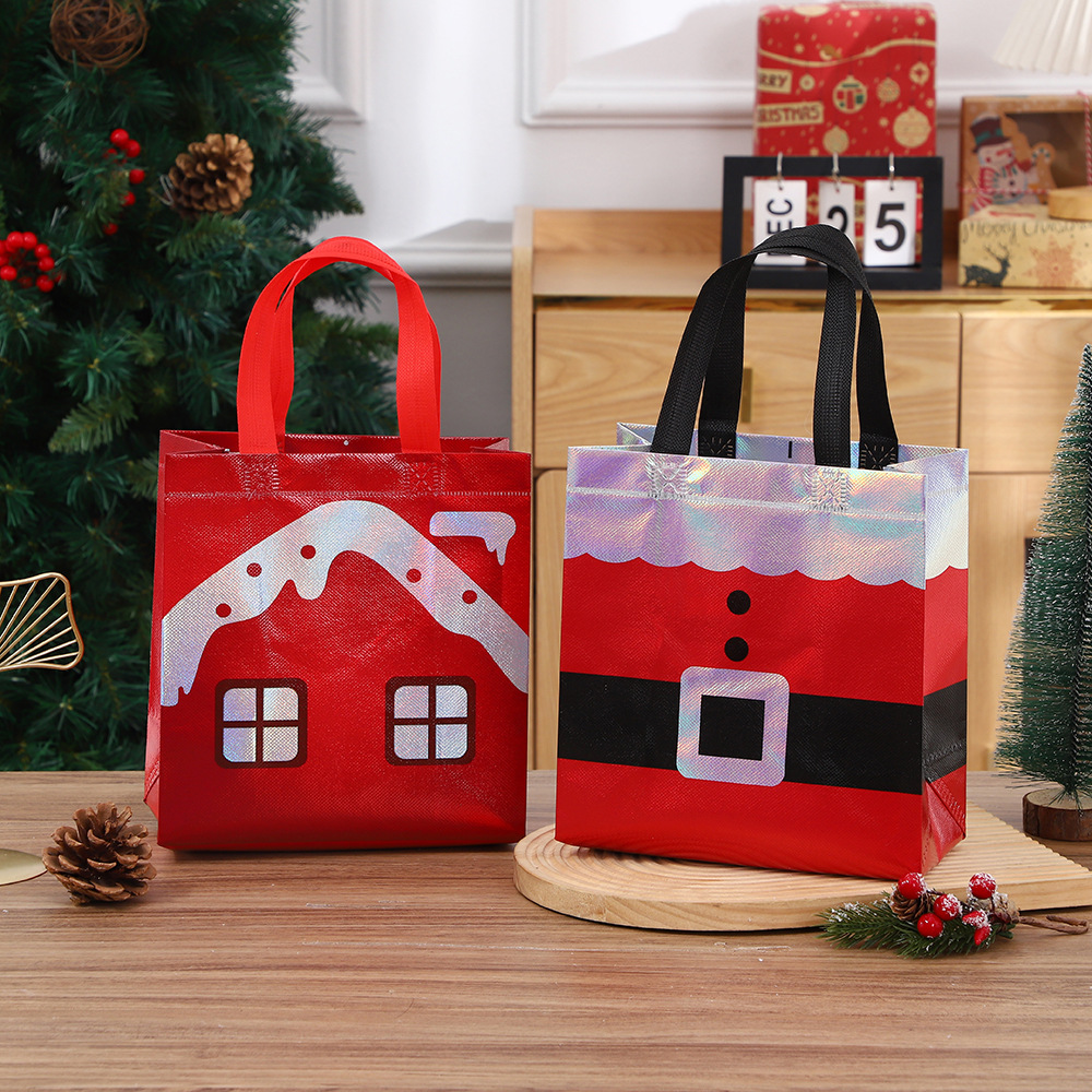 新款方形无纺布手提袋 节日圣诞节送礼糖果袋 可爱造型风礼品袋